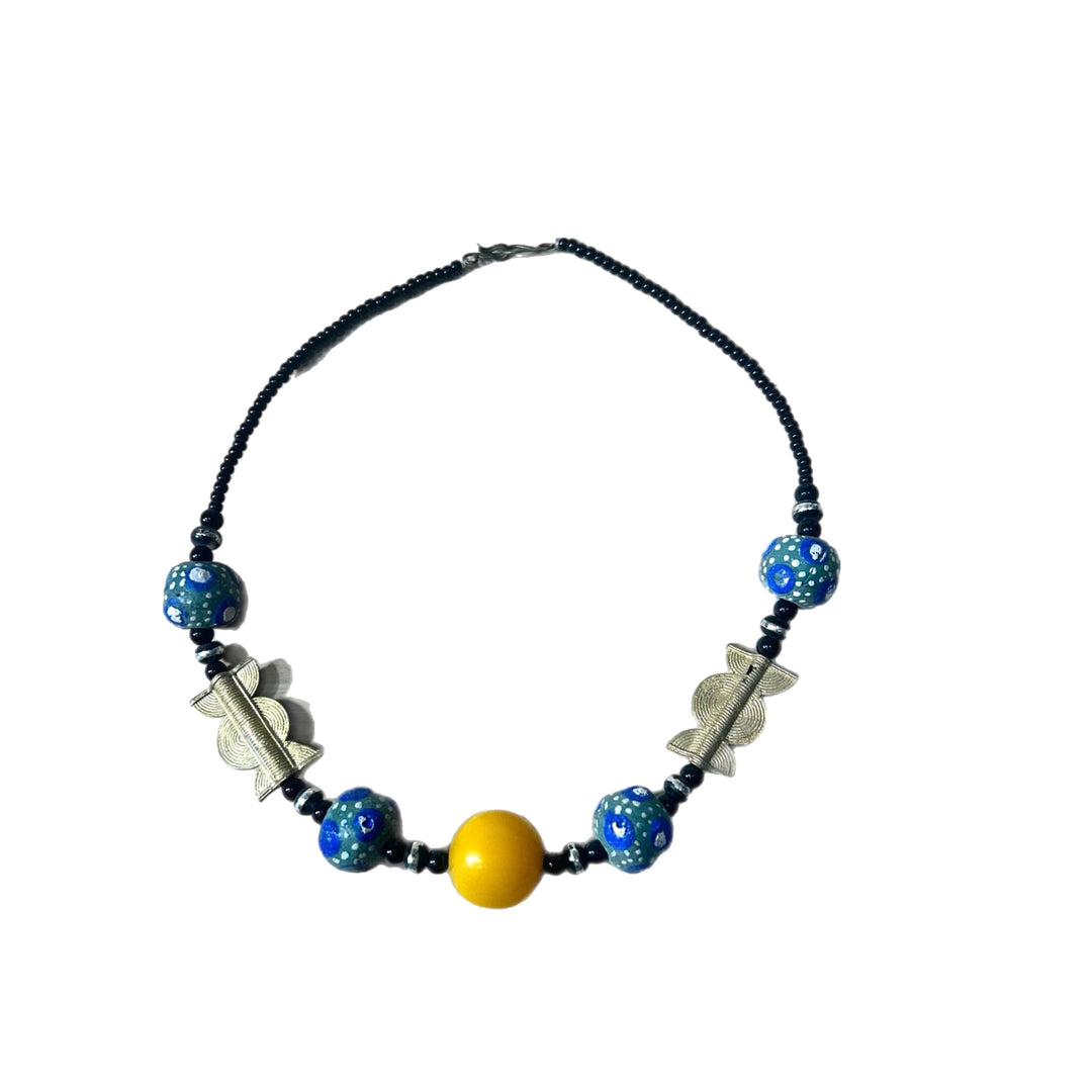 SEED BEAD NECKLACE WITH ASHANTI PENDENTS