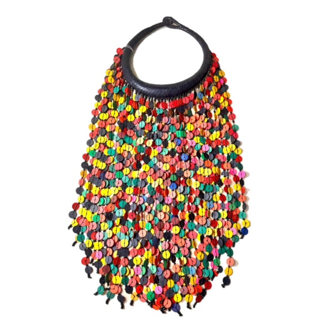 LEATHER NECK VINYL DISC FRINGE
